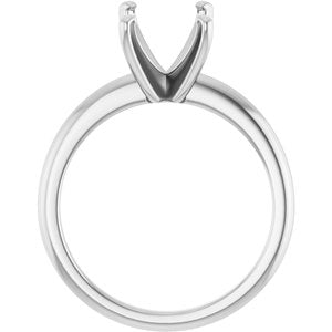 18K White Gold  9x7 mm Emerald Solitaire Engagement Ring Mounting