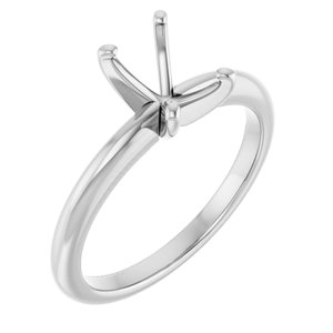 14K White Gold  7x5 mm Emerald Solitaire Engagement Ring Mounting