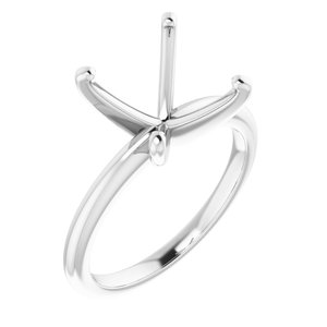 14K White Gold  8x8 mm Square Solitaire Engagement Ring Mounting