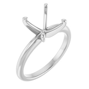 14K White Gold  7x7 mm Square Solitaire Engagement Ring Mounting