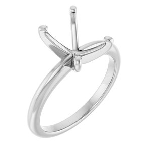 18K White Gold  9x7 mm Emerald Solitaire Engagement Ring Mounting