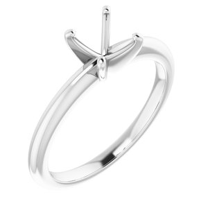 14K White Gold  4.5x4.5 mm Square Solitaire Engagement Ring Mounting