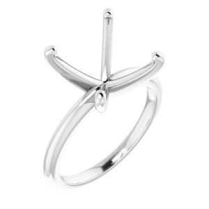 14K White Gold  9x9 mm Square Solitaire Engagement Ring Mounting