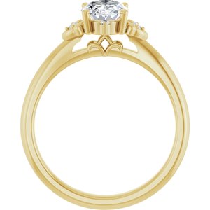 14K Yellow Gold 8x6 mm Oval .03 CTW Natural Diamond Semi-Set Engagement Ring 
