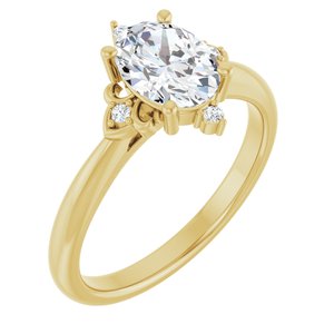 14K Yellow Gold 8x6 mm Oval .03 CTW Natural Diamond Semi-Set Engagement Ring 