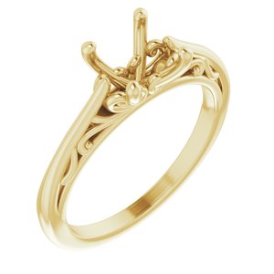 14K Yellow Gold 7 mm Round Solitaire Engagement Ring Mounting