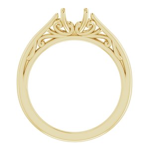 14K Yellow Gold 5x5 mm Cushion Solitaire Engagement Ring Mounting