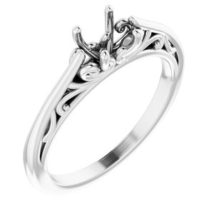14K White Gold 5.2 mm Round Engagement Ring Mounting
