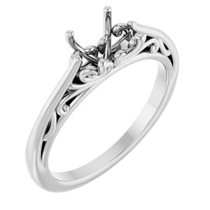 14K White Gold 6.5 mm Round Engagement Ring Mounting
