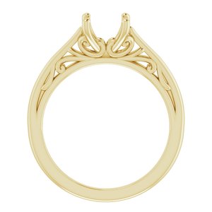 14K Yellow Gold 7 mm Round Solitaire Engagement Ring Mounting