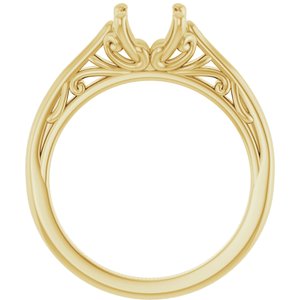 14K Yellow Gold 8x6 mm Oval Solitaire Engagement Ring Mounting