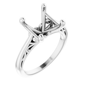 14K White Gold 11 mm Round Solitaire Engagement Ring Mounting
