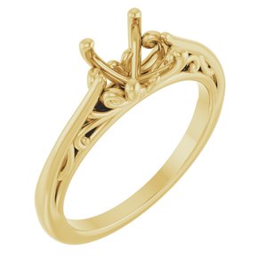 14K Yellow Gold 8x6 mm Oval Solitaire Engagement Ring Mounting