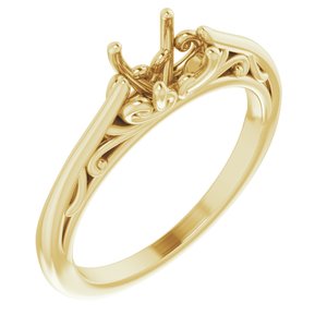 14K Yellow Gold 5x5 mm Cushion Solitaire Engagement Ring Mounting