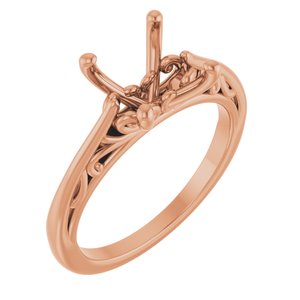 14K Rose Gold 6.5x6.5 mm Square Solitaire Engagement Ring Mounting