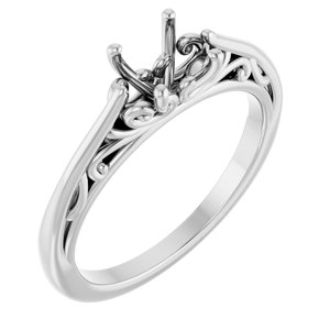 14K White Gold 5.8 mm Round Engagement Ring Mounting