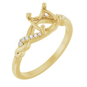 14K Yellow Gold 6.5 mm Round .05 CTW Lab-Grown Diamond Semi-Set Engagement Ring