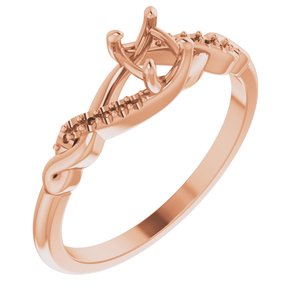 14K Rose Gold  4.1 mm Round Engagement Ring Mounting