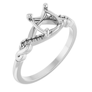 Platinum 8x6 mm Oval Infinity-Inspired Engagement Ring Mounting 