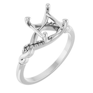 14K White Gold  6.5x6.5 mm Square Engagement Ring Mounting