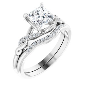 10K White Gold  5.5x5.5 mm Square Engagement Ring Mounting