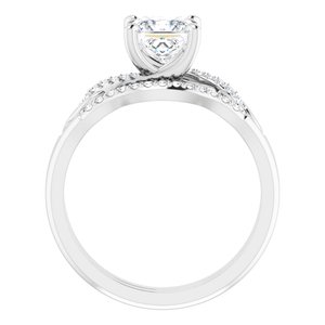 10K White Gold  5.5x5.5 mm Square Engagement Ring Mounting