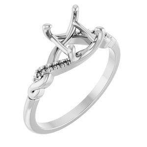 14K White Gold 5.5x5.5 mm Square Infinity-Inspired Engagement Ring Mounting