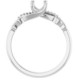 Platinum 7x5 mm Oval Infinity-Inspired Engagement Ring Mounting 