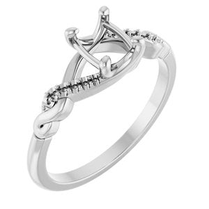 Platinum 7x5 mm Oval Infinity-Inspired Engagement Ring Mounting 