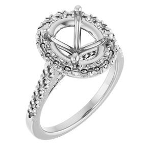 14K White Gold 10x8 mm Oval French-Set Engagement Ring Mounting