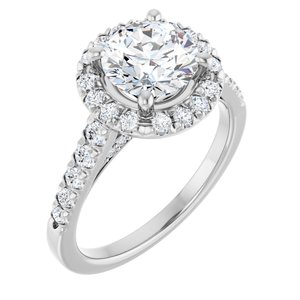 14K White Gold 7.4 mm Round 1/2 CTW Natural Diamond Semi-Set French-Set Engagement Ring