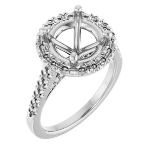 14K White Gold 9 mm Round French-Set Engagement Ring Mounting