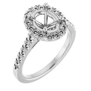 14K White Gold 8x6 mm Oval French-Set Engagement Ring Mounting