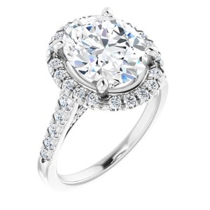 14K White Gold 11x9 mm Oval 5/8 CTW Lab-Grown Diamond Semi-Set Engagement Ring