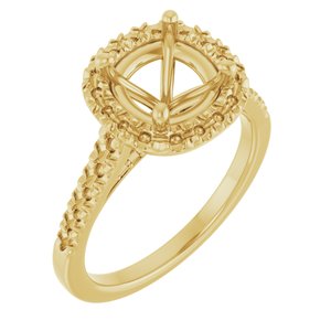14K Yellow Gold 7x7 mm Cushion French-Set Engagement Ring Mounting  
