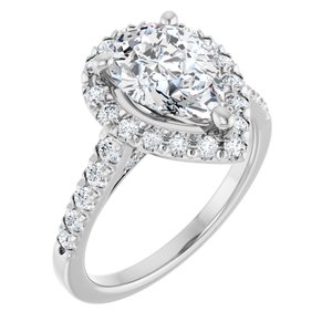 14K White Gold 10x7 mm Pear 1/2 CTW Lab-Grown Diamond Semi-Set Engagement Ring