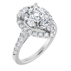 14K White Gold 12x8 mm Pear 5/8 CTW Lab-Grown Diamond Semi-Set Engagement Ring