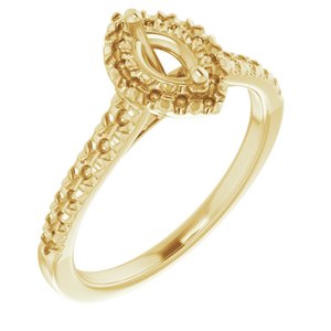 14K Yellow Gold 6x3.5 mm Marquise French-Set Engagement Ring Mounting  