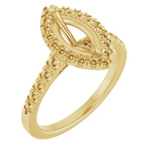 14K Yellow Gold 10x5 mm Marquise French-Set Engagement Ring Mounting