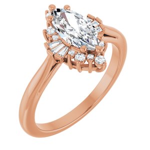 14K Rose Gold 10x5 mm Marquise 1/6 CTW Natural Diamond Semi-Set Halo-Style Engagement Ring