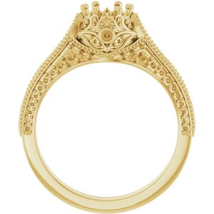 14K Yellow Gold 5.2 mm Round Vintage-Inspired Engagement Ring Mounting