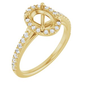 14K Yellow Gold 8x6 mm Oval 1/4 CTW Natural Diamond Semi-Set French-Set Engagement Ring  