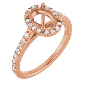 14K Rose Gold 8x6 mm Oval 1/4 CTW Natural Diamond Semi-Set French-Set Engagement Ring