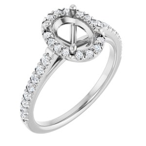 14K White Gold 8 x 6 mm Oval 1/4 CTW Lab-Grown Diamond Semi-Set Engagement Ring