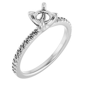 Sterling Silver 5.2 mm Round French-Set Engagement Ring Mounting  
