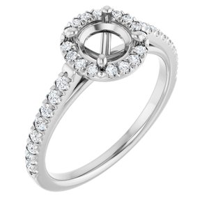 14K White Gold 5.8 mm Round 1/5 CTW Natural Diamond Semi-Set French-Set Engagement Ring