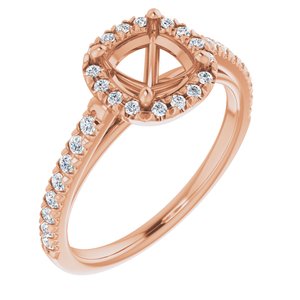 14K Rose Gold 6x6 mm Cushion 1/4 CTW Natural Diamond Semi-Set French-Set Engagement Ring