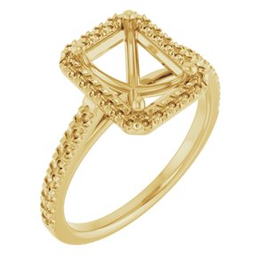 14K Yellow Gold 8x6 mm Emerald French-Set Engagement Ring Mounting
