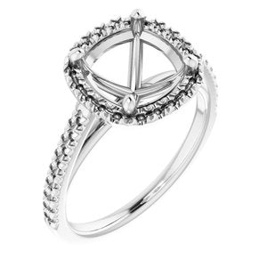 14K White Gold 8x8 mm Cushion French-Set Engagement Ring Mounting