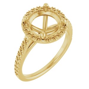 14K Yellow Gold 9 mm Round French-Set Engagement Ring Mounting